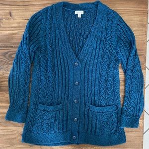Garnet Hill Organic-Cotton Boyfriend Cardigan, Majolica Blue Small